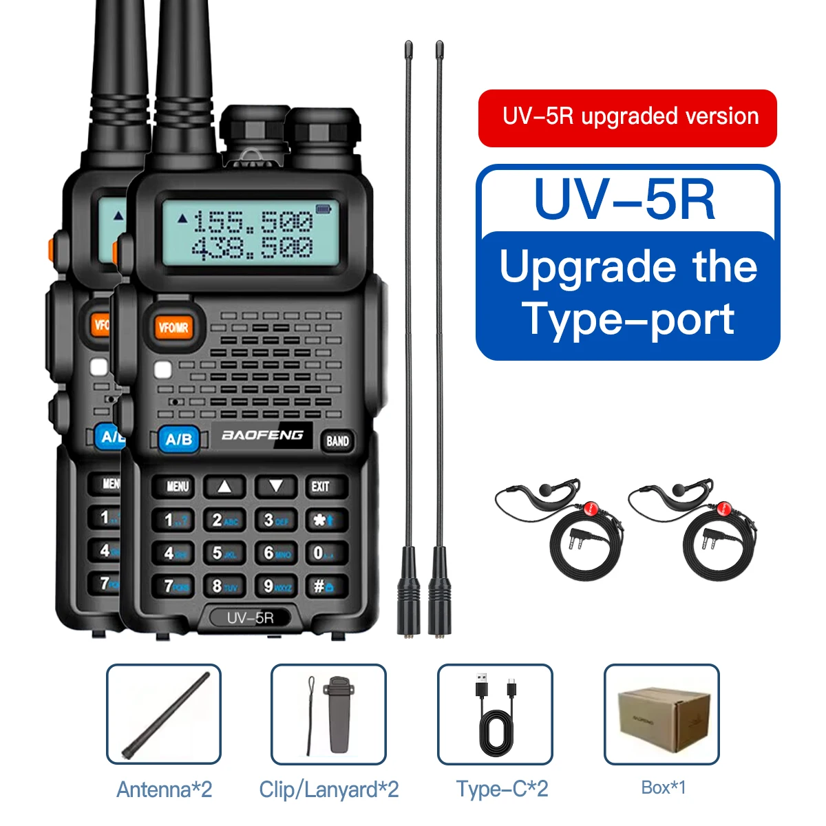 1 PC/2 PCS baofeng uv 5r USB Lange Afstand Ham Amateur Met FM Radio Lange Afstand Draagbare twee Manier Radio Baofeng CB Radio walkie talkie