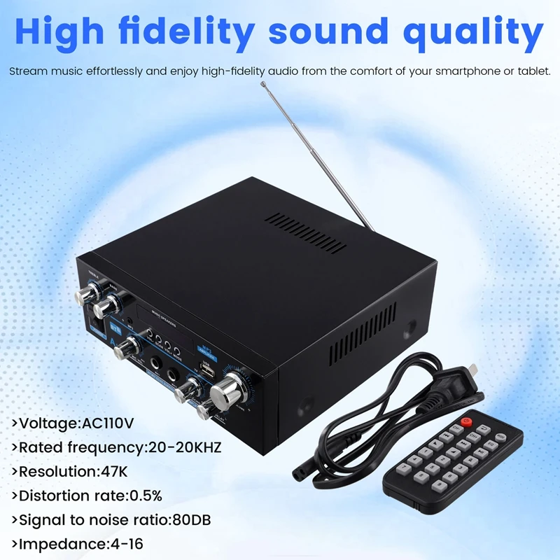 AK55 Audio Amplifier 2.0 Channel HIFI Digital Bluetooth Amplifier USB Digital Amplifier