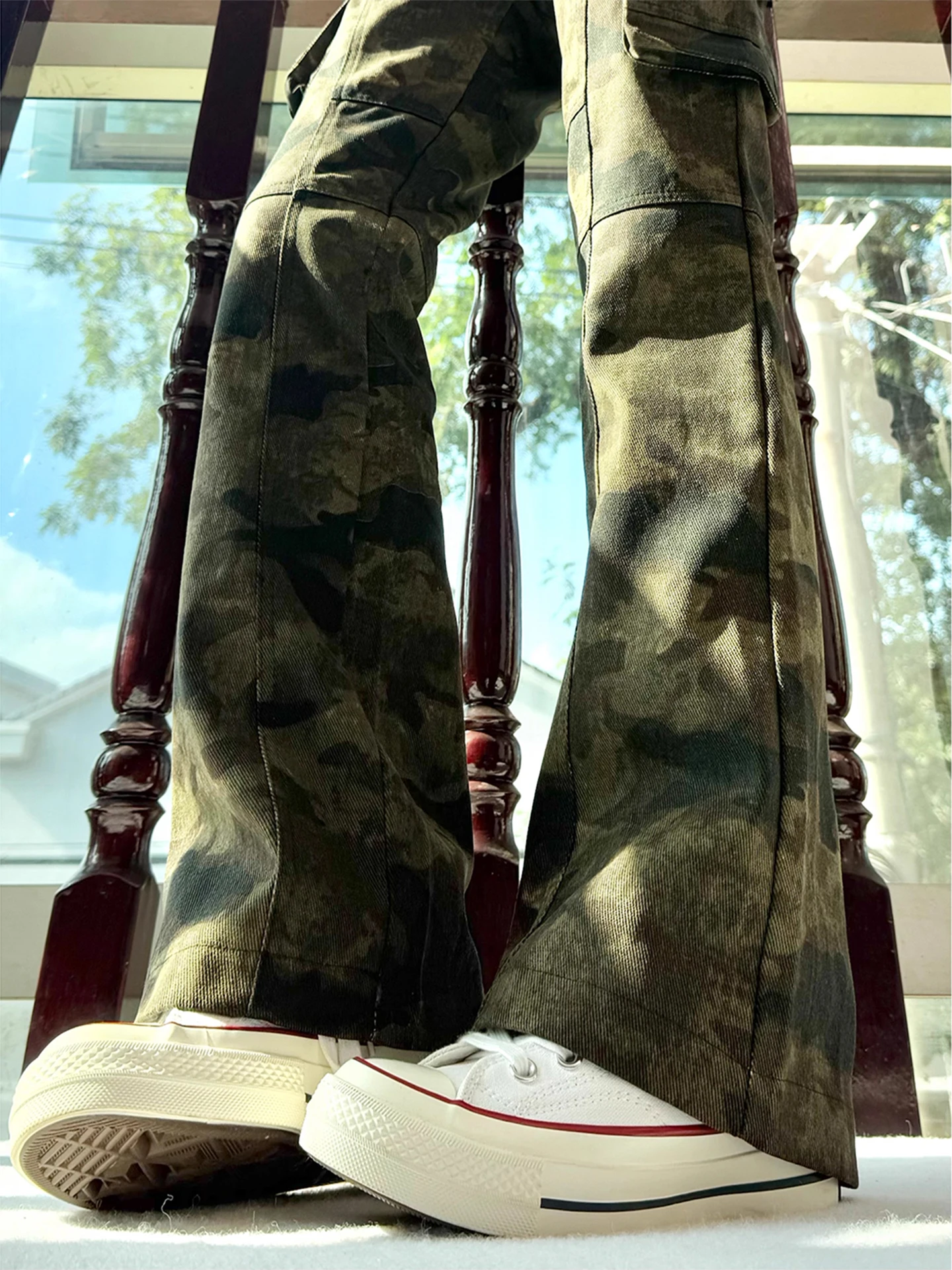 

Camouflage Wide Leg Men's Jeans Autumn Winter American Retro Workwear Design Multi-Pocket CleanFit Trousers Youth Fashion