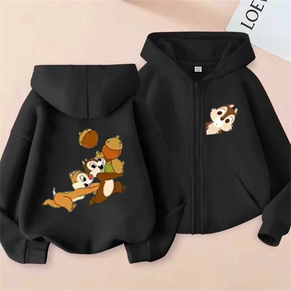 Fashionable and cute Disney Chip 'n' Dale Cartoon Anime periphery Women's Zipper Hoodie Autumn and Winter Couple's Zipper Hoodie