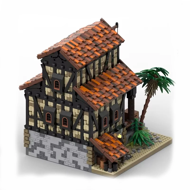 MOC-Blocos de Construção Para Crianças, Modelo Street View, Armazém Portuário, Tijolos Técnicos, Montagem DIY, Brinquedos De Construção, Presente De Férias