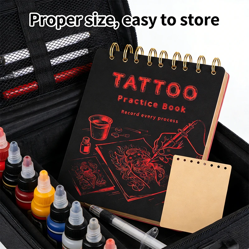 

SUANGL Set-10 Sheets Tattoo Practice Skin Book and Double-side Skin Heart-shaped Pigment Cup Suitable for Beginners To Practice