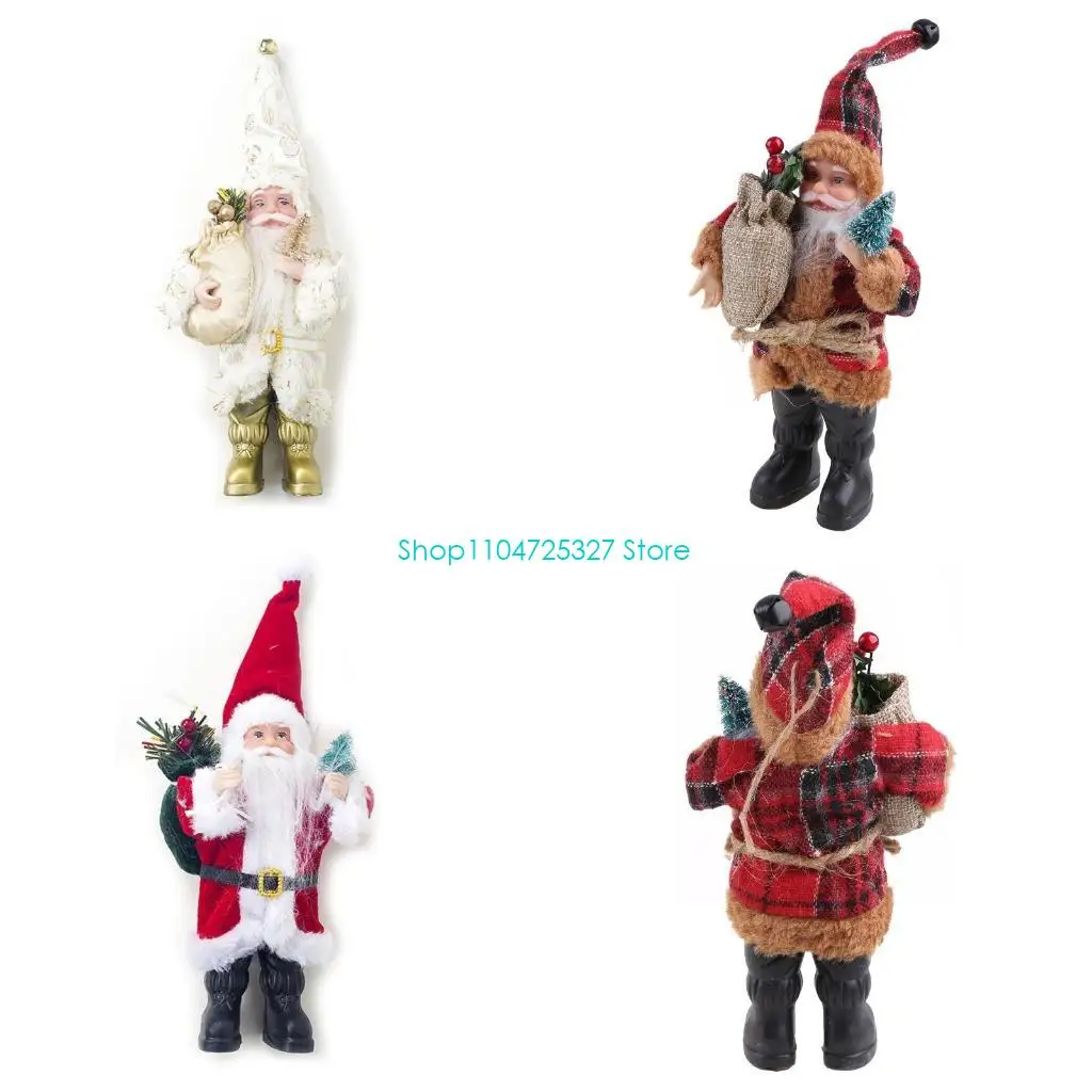 

D8KF 9-дюймовые стоячие фигурки Санта-Клауса, рождественские украшения в виде фигурок, подвесные украшения для рождественской