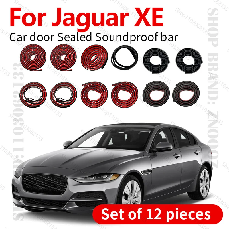 

For 2015-2021 Jaguar XE X760 Car Door Seal Strip Rubber Double Layer Sealing Protector Soundproof Dustproof Seal Strip 12PCS Set