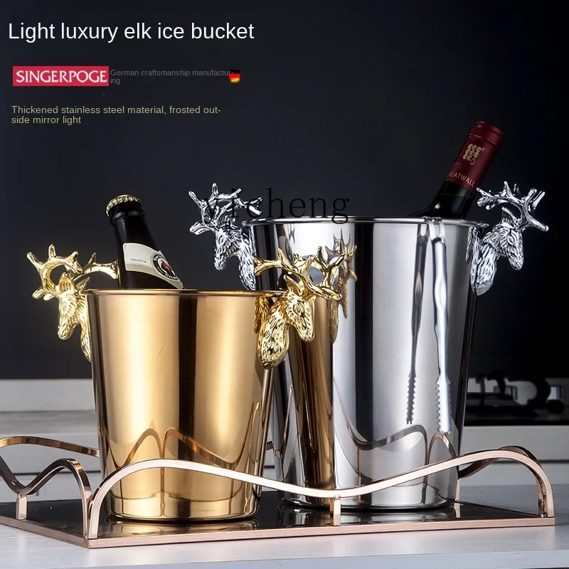 Xl Ice Bucket Large Capacity Stainless Steel Ice Particles Creative Champagne Bucket Beer Red Wine Barrel Decoration