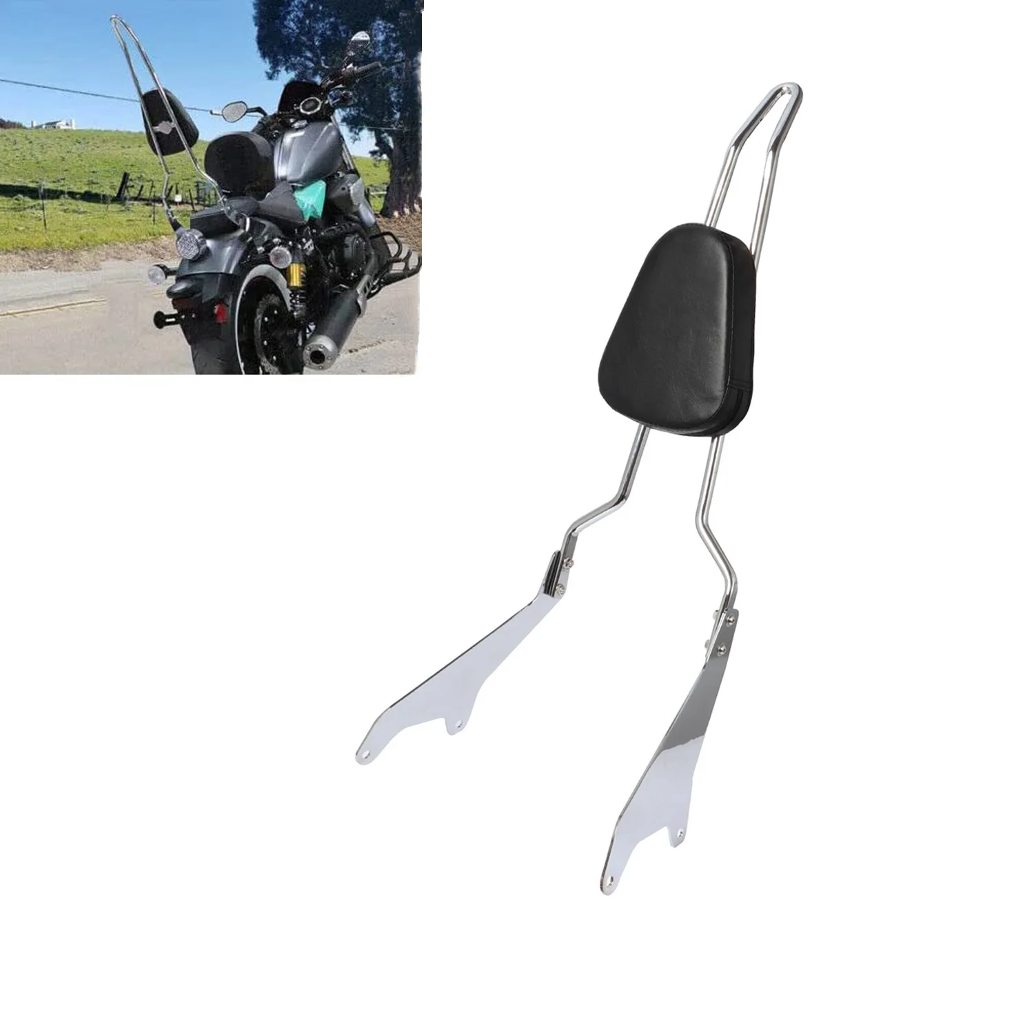 

Motorcycle Chrome Detachable Rear Passenger Sissy Bar Backrest W/ Cushion Pad For Yamaha Star Bolt XV950 XVS950 2014-2019