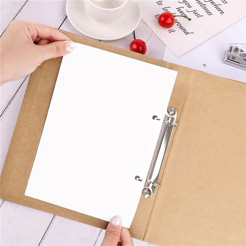 8Pcs A5 리필 가능 링 바인더, 느슨한 시트를 추가하기위한 2 개의 링이있는 A5 크래프트 종이 바인더 트레이, A5 크래프트 종이 폴더