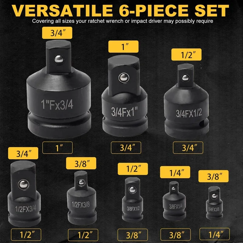 1/2 1/4 3/4 3/8 Inch Air Universal Pneumatic Adaptor Converter Socket Adapter Joints Ratchet Electric Wrench Tool Cr-Mo Steel