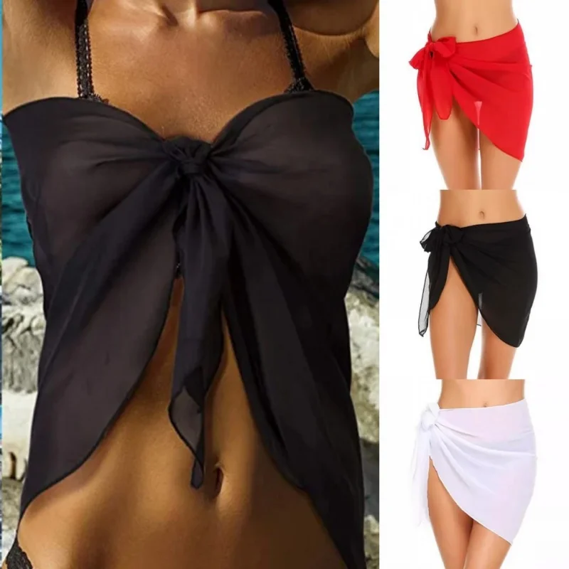 

Summer Vacation Bikini Beach Skirt Sexy Women Beach Swimming Chiffon Bikini Wrap Lightweight Hip Scarf Beach Swimsuit Cover Ups