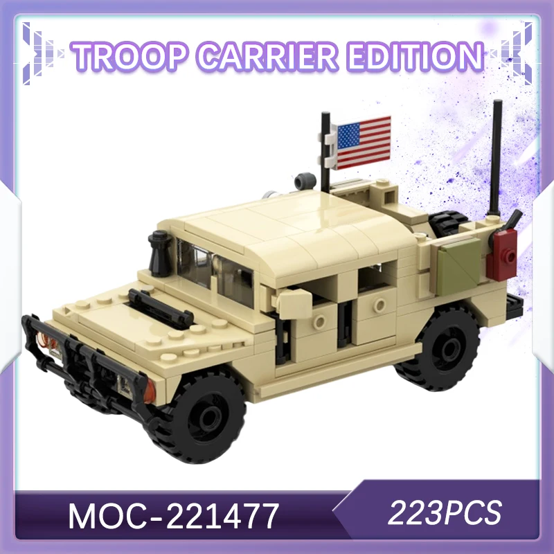 

223 шт. Diy Troop Carrier Edition, модель строительного блока, военный многоцелевой колесный автомобиль, набор кирпичей, креативные подарки MOC-221477