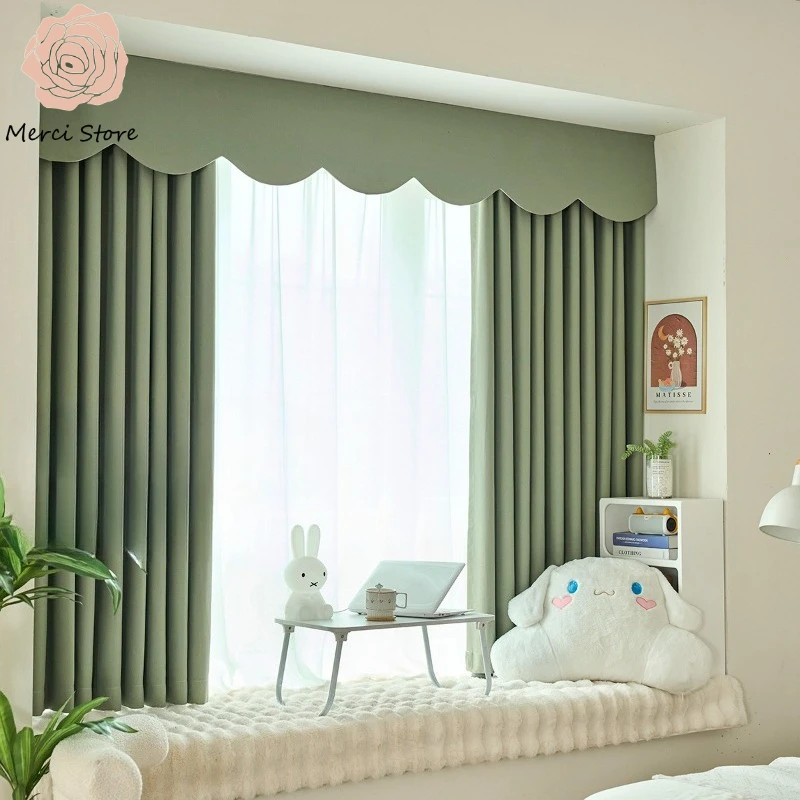 

Double Sided Same Color Modern Minimalist Window Blackout Curtain for Living Room Bedroom Head Magic Tape Short Sunshade Thermal