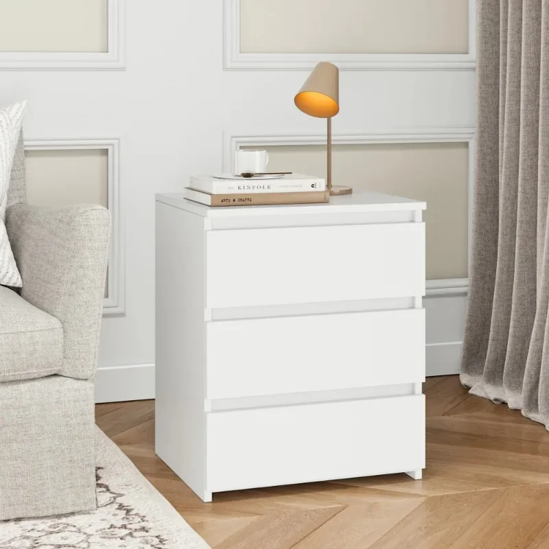 

Nightstand with 3 Drawers, Sofa Table for Living Room, Modern Wooden Storage Cabinet for Bedroom