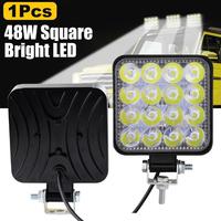 48W 16SMD Work Light LED Car Front Fog Light 12V 24V Truck SUV 4X4 4WD Engineering Headlights Off-road Round Headlamp
