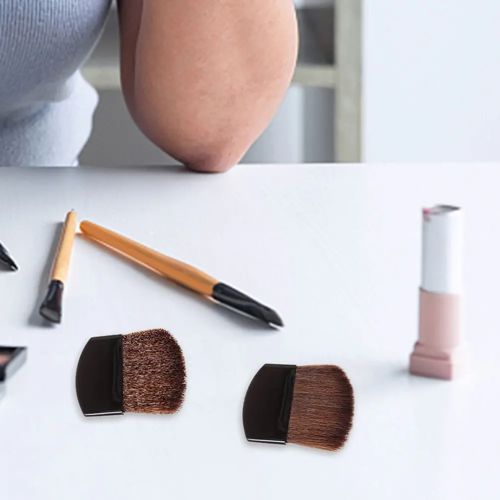 

3pcs Mini Flat Powder Makeup Brush Short Handle Half-Round Small Brushes For Liquid Loose Powder Foundation Eyeshadow
