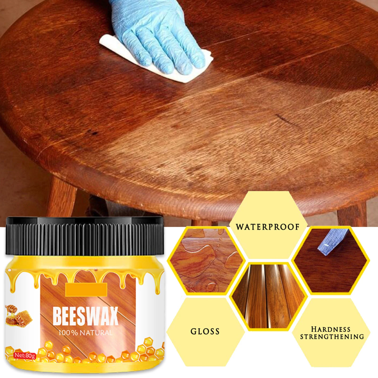 Wooden Care Wax Solid Wood Furniture Polishing Seasoning Natural Beeswax Polisher Waterproof Woodwork Care Maintenance Beeswax