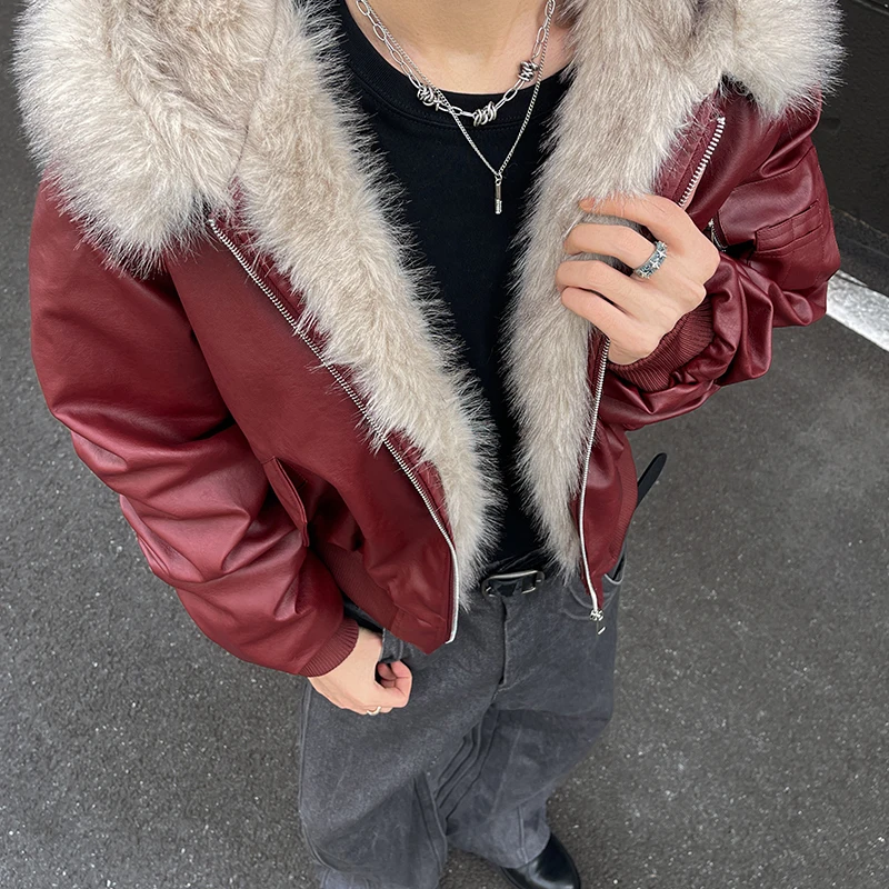 

Мужская куртка в стиле ретро с капюшоном из искусственной кожи и хлопка, с натуральным мехом, в американском стиле, Mountain Eagle Leather Jaet