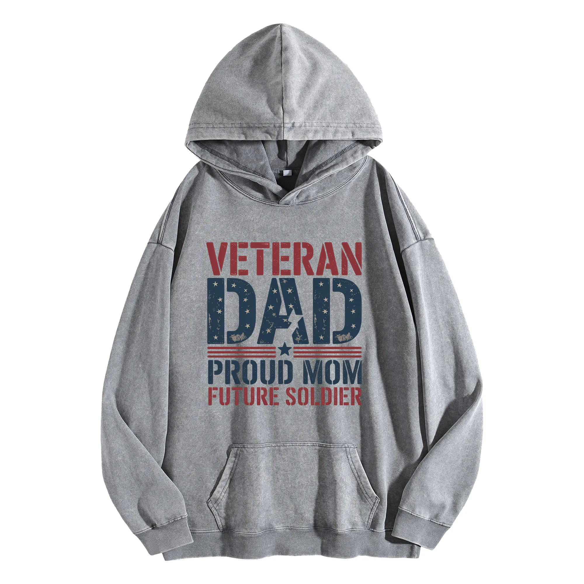 سترة بغطاء للرأس مغسولة عتيقة 400 جرام من Veterans DAY للجنسين كبيرة الحجم ملابس الشارع الشهير مجموعة الخريف/الشتاء