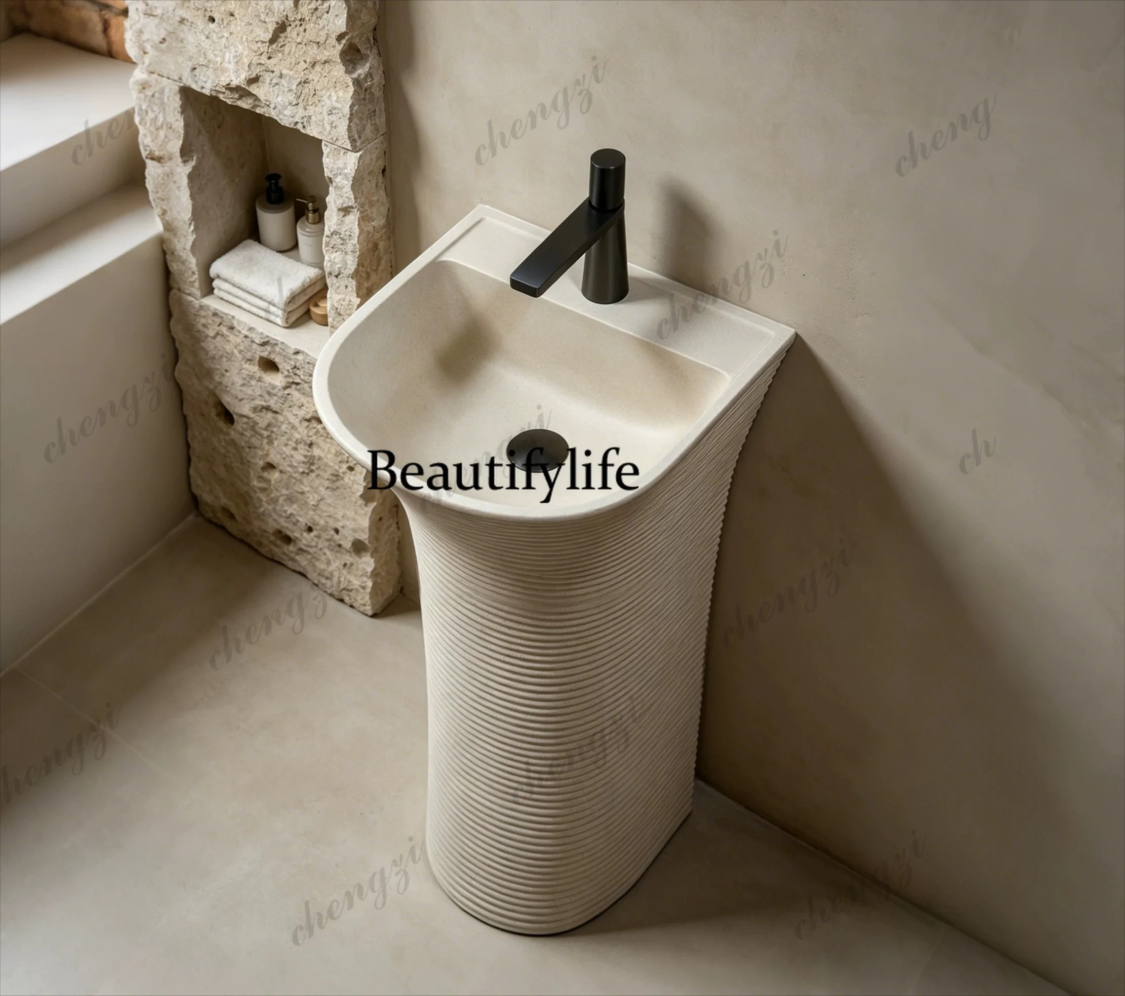 Small apartment column basin integrated floor-to-ceiling wash basin Japanese creative household
