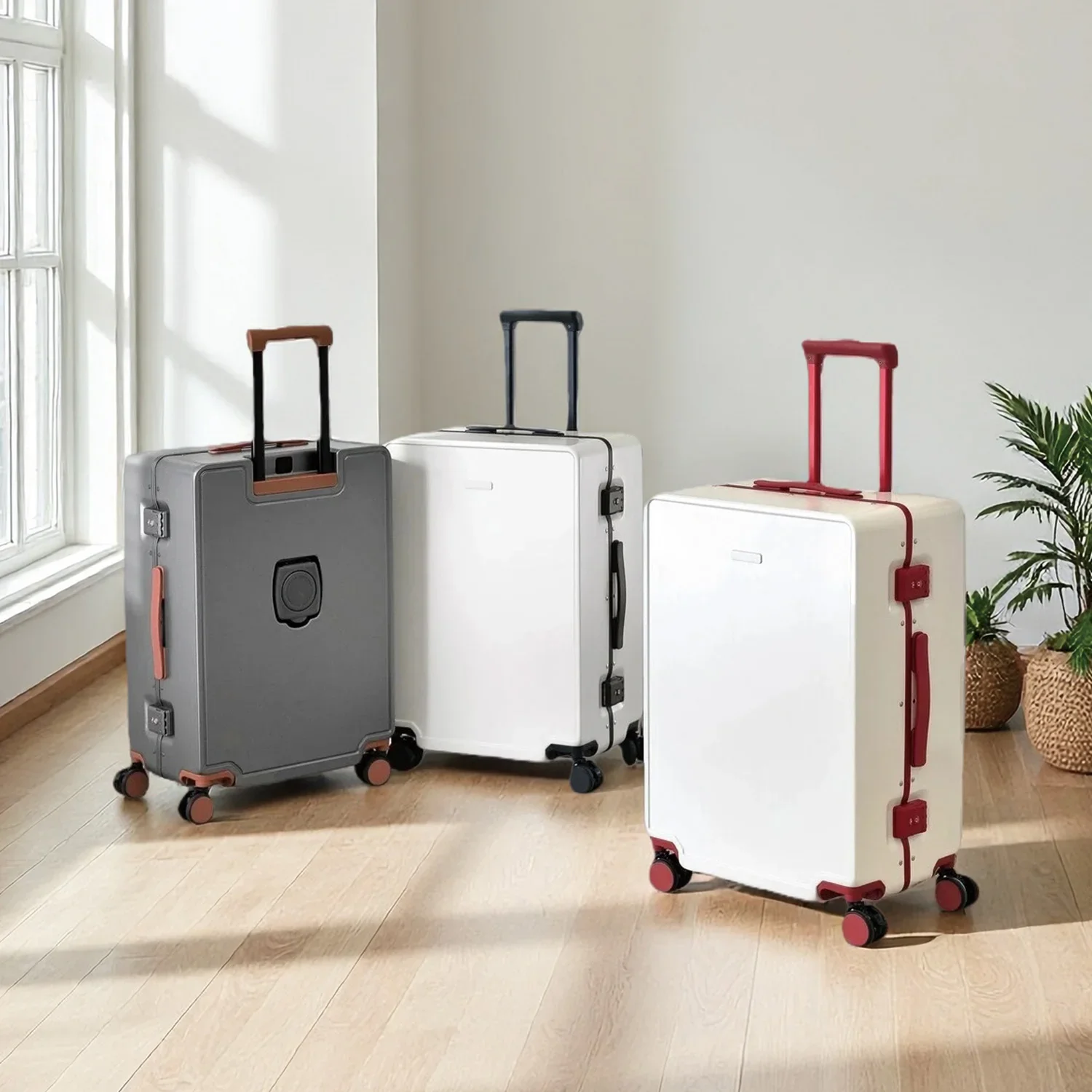 

Многофункциональный чемодан из поликарбоната с рамой из алюминиевого сплава, с подстаканником, USB-портом для зарядки, замком TSA, размеры 20, 24, 26 дюймов