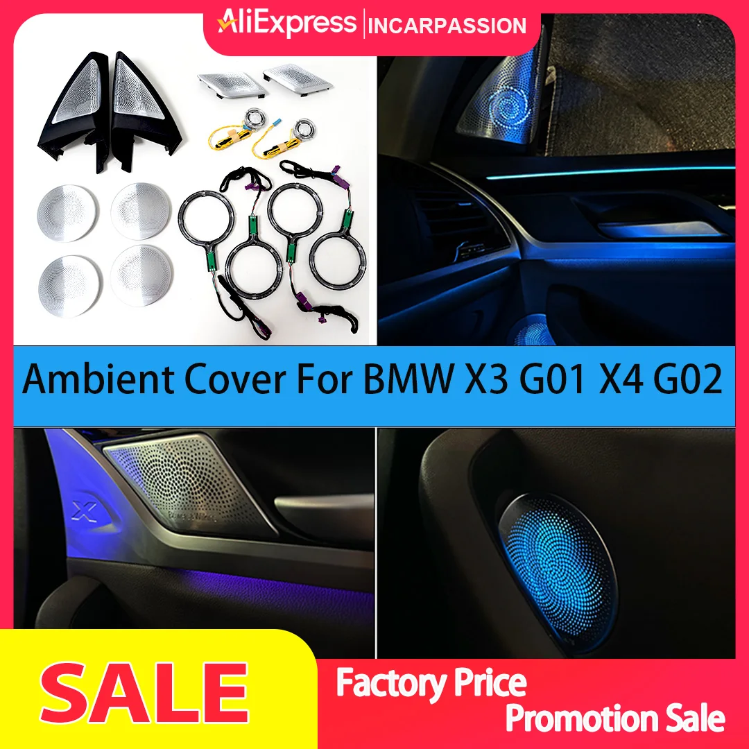 11 Colours LED Speaker Cover Grille For BMW New X3 X4 IX3 G01 G02 Car Midrange Tweeter Metal Horn Cover Decorated Ambient Lights