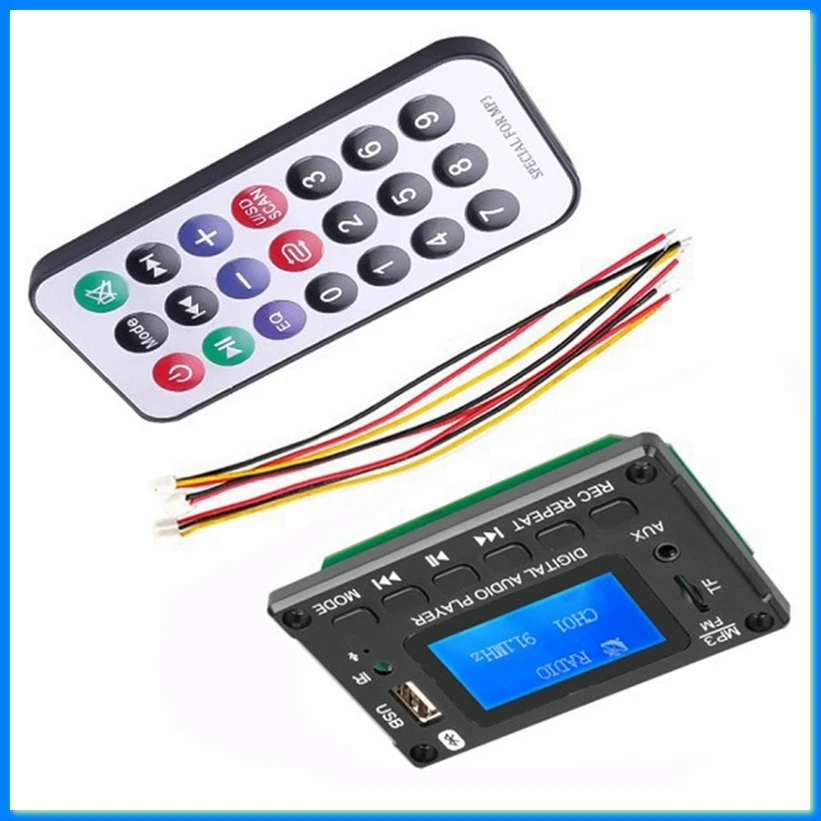 Decodificador Bluetooth MP3 para Auto con Pantalla LCD, Módulo de Audio MP3, Altavoz, Compatible con Radio FM, AUX, USB, Reproductor MP3-AT35