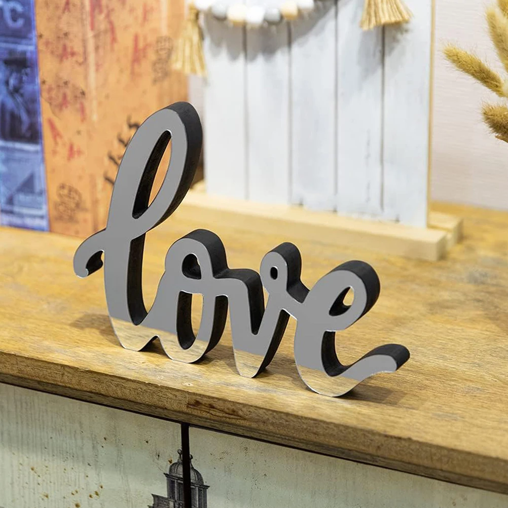 

Mirror Letter Sign Desk Love Office Ornament Desktop Decor Charming Resin 'love' Plate Cute Home