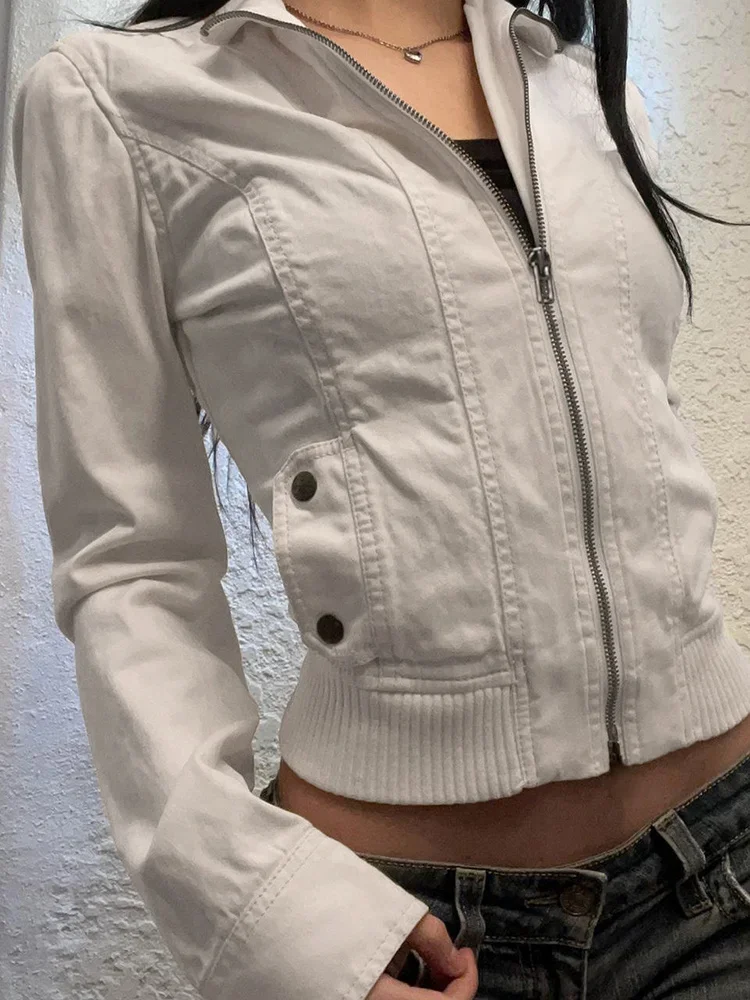 

Cuteandpsycho Vintage Zip Up Chic Jackets Autumn Streetwear Pockets Harajuku Solid Coats Casual 2000s Basic Y2K Aesthetic Cloth