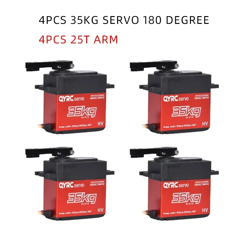 4 unidades à prova d'água 20kg 25kg 30kg 35kg 40kg servo digital engrenagem de metal 180 °   Braço 25T de alta velocidade para barco de carros de esteira rolante 1/8 1/10 RC baja