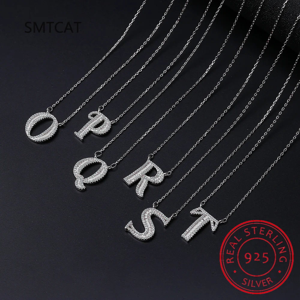 Fashion Tiny Moissanite Initial 26 Letter Pendant Necklace 925 Sterling Silver For Women Necklace Jewelry Accessories Xmas Gifts