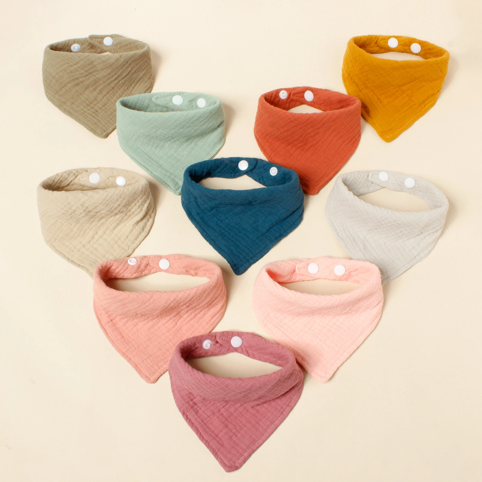5pcs Triangle Drool Bib Newborn Saliva Towels Cotton Kids Infant Accessory Toddler Bibs Toddler Adjustable Snap Button Drool Bib image 3