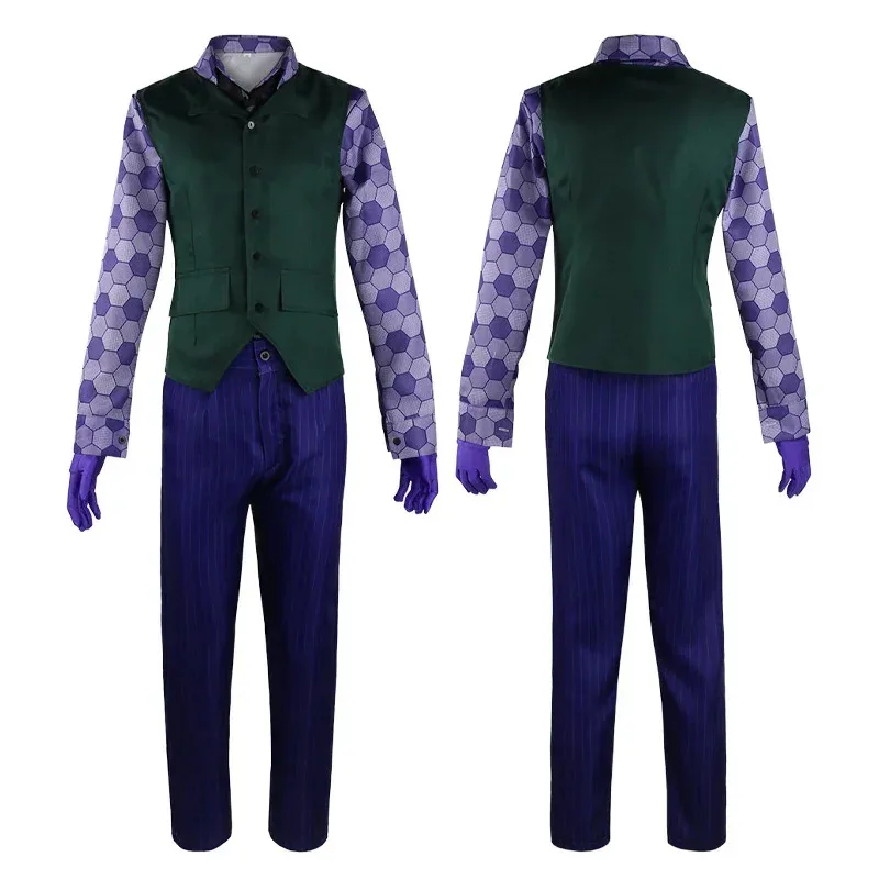 Didi 211 película Caballero Oscuro Joker Cosplay disfraz payaso abrigo camisa chaleco traje con corbata trajes murciélago conjunto completo Halloween C