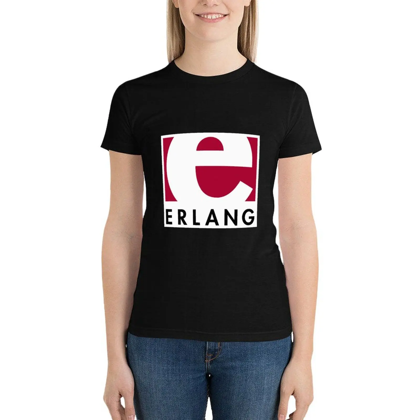 T-shirt avec logo Erlang Programming Language pour femme, vêtements hippicopter, haut d'été