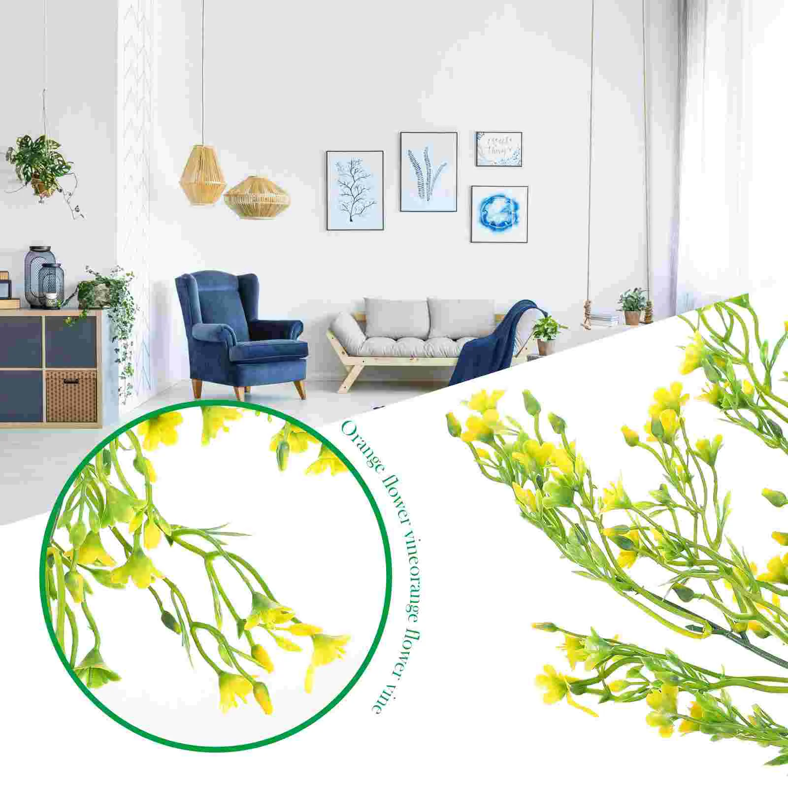

2 Pcs Artificial Plants Faux Vine Wall Hanging Vines Home Decor Wedding Party Centerpiece Show Window