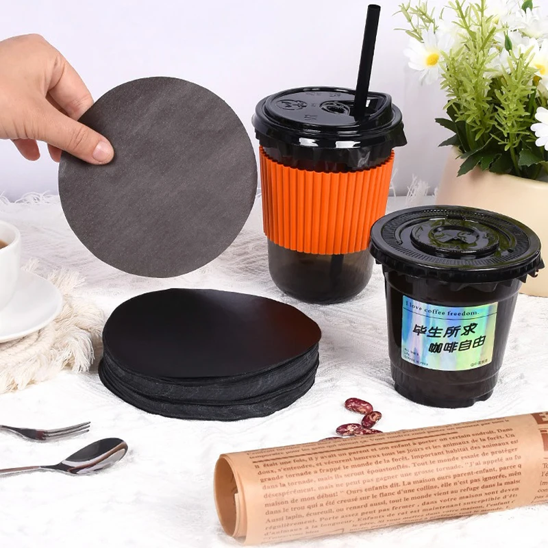 

500Pcs Leak Proof Paper Coffee Spill Proof Leak Proof Paper Films Anti Overflow Beverage Cup Milk Tea Anti Leakage Paper Film