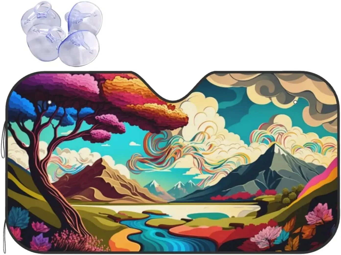 

Цветная пейзажная живопись автомобиля Sunsha, лобовое стекло Sun Sha, складное переднее окно автомобиля Sunsha для большинства седанов, внедорожника, грузовика, блоки M