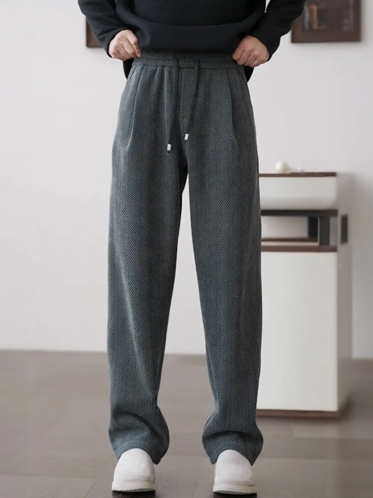 

Мужские зимние повседневные брюки прямого кроя на флисовой подкладке, широкие спортивные штаны, удобные, теплые, модные, универсальные