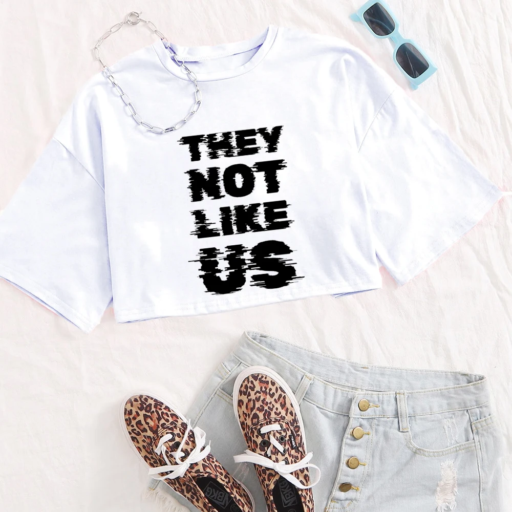 They Not Like Us POP Music Shirt Girls O-Neck Casual Women Crop Shirts for Fan Gift Tops