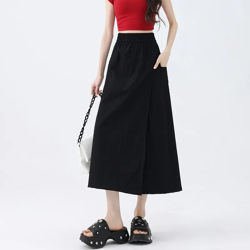 2025 جديد الربيع والصيف السيدات ثمانية تنورة السراويل العمل النساء النسخة الكورية من ارتفاع الخصر رقيقة رائعة السيدة نصف الجسم Sk