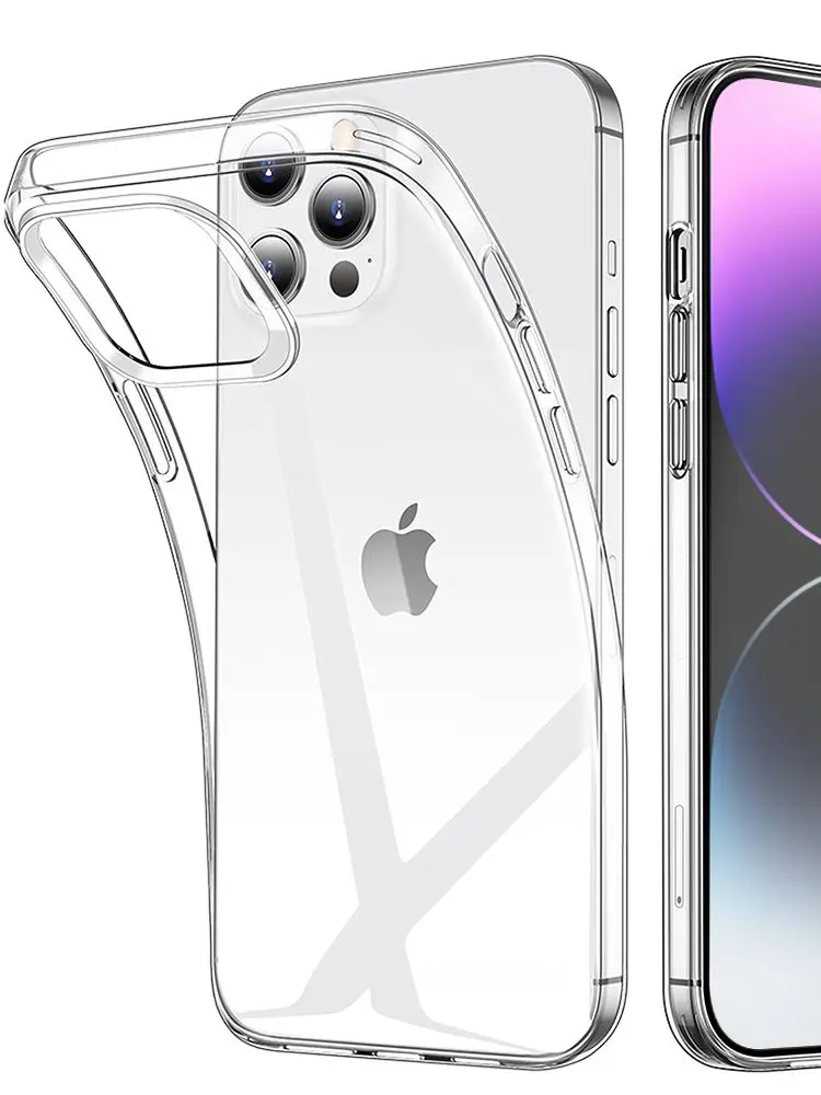 Coque de téléphone transparente en silicone TPU souple, coque arrière transparente, iPhone 11 12 13 14 15 Pro Max X XS Max Poly 8 7 Plus