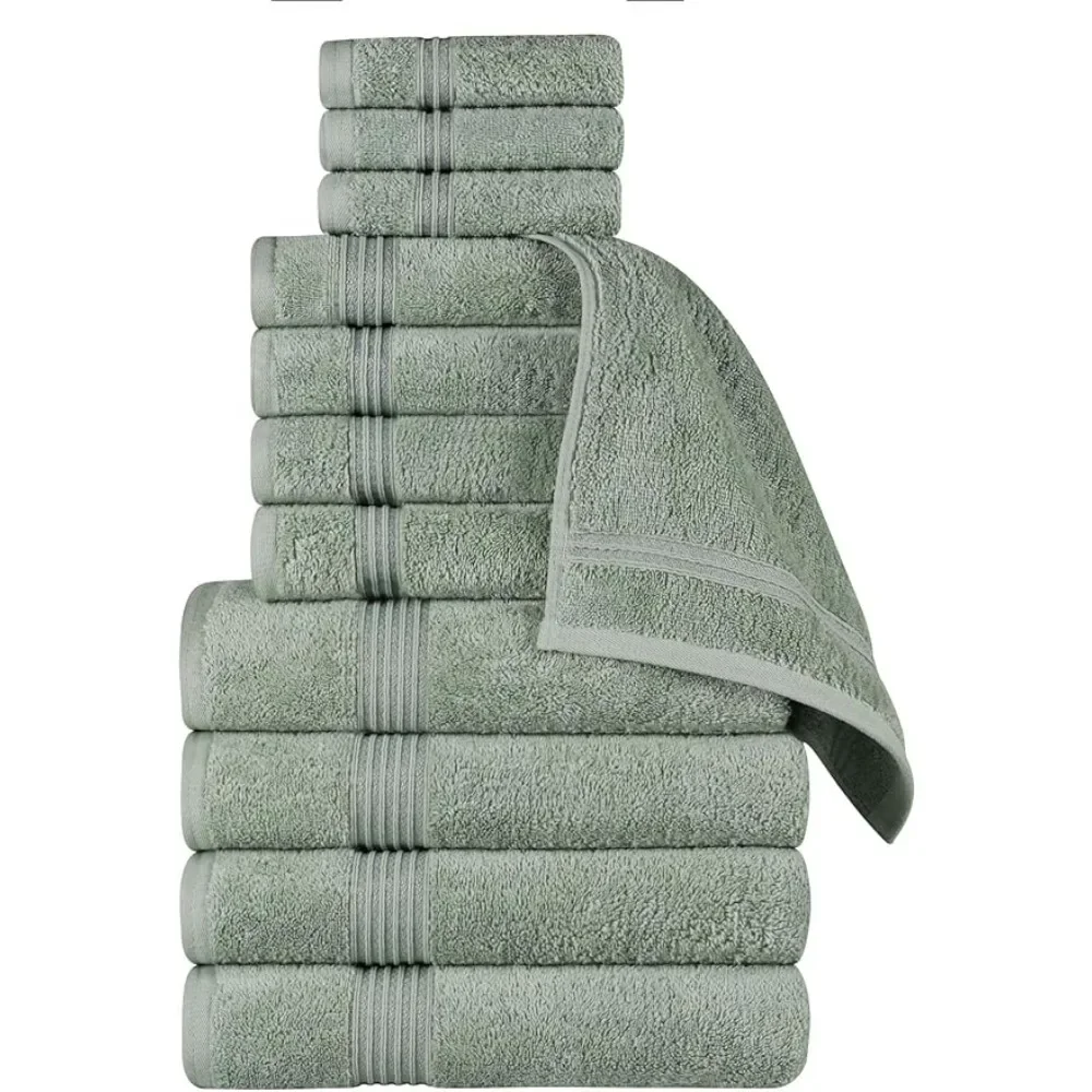 

Guest Bath Decor Essentials, Includes 4 Bath, SUPERIOR Egyptian Cotton 12-Piece Towel Set, Assorted Towels for Home Bathroom