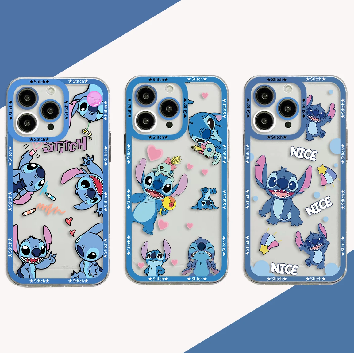 Cute Anime Stitch Phone Case For Xiaomi Redmi Note 13 12 12C 11 10 10C 13C 10s 9 9s 9A 9T 9C 8 7 Pro Max 4G 5G Transparent Cover