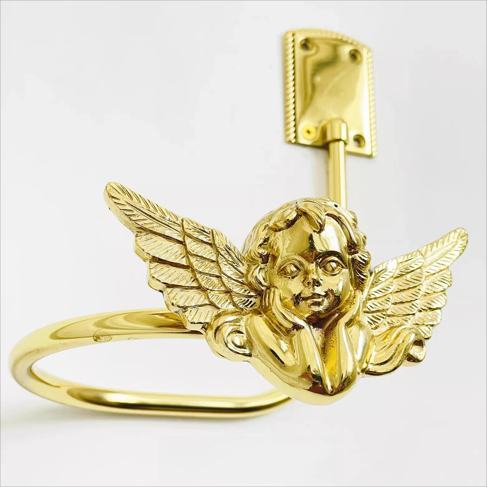 

Handmade lost wax method angel wings brass curtain hook wall hook strap hook light luxury living room bedroom European American