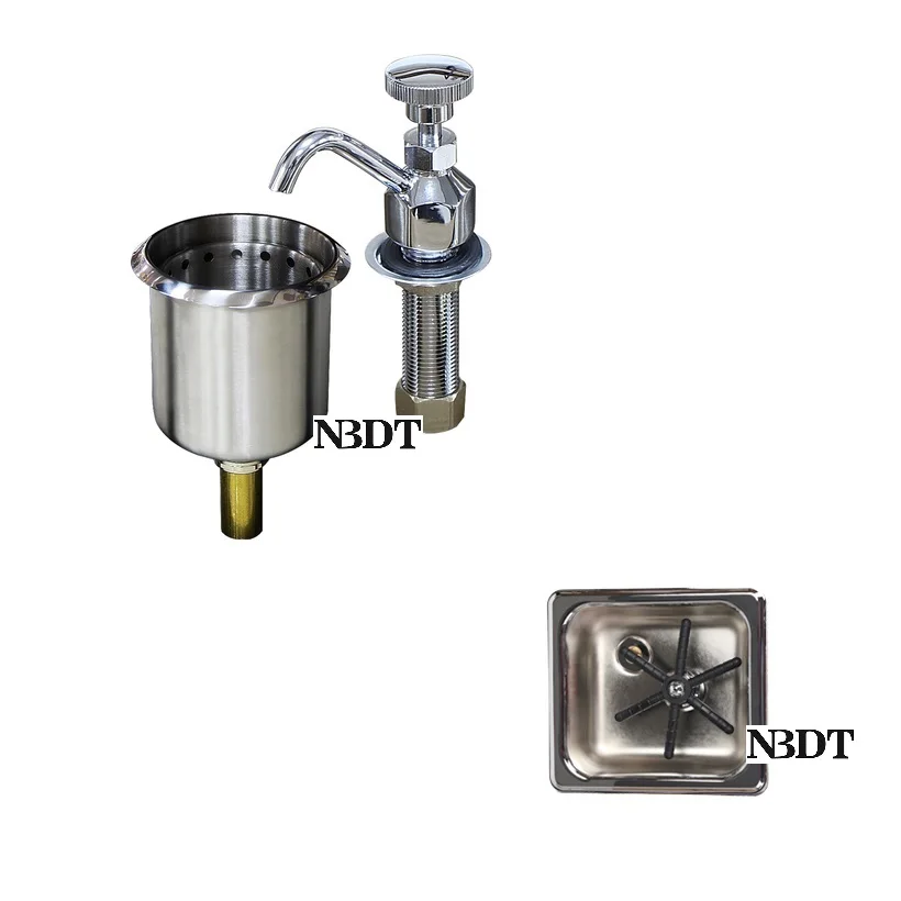 

Worktop Mount Convenient Coffee Shop Bar Faucet Kit Long Flow Running Stainless Steel Mug Cup Push Rinser