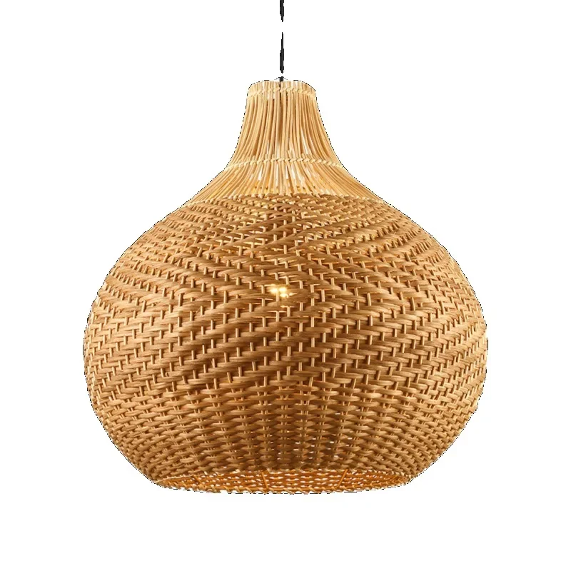 

chandelier is simple, modern style, creative rattan lamp, retro personality, wabi-sabi design, homestay gourd chandelier