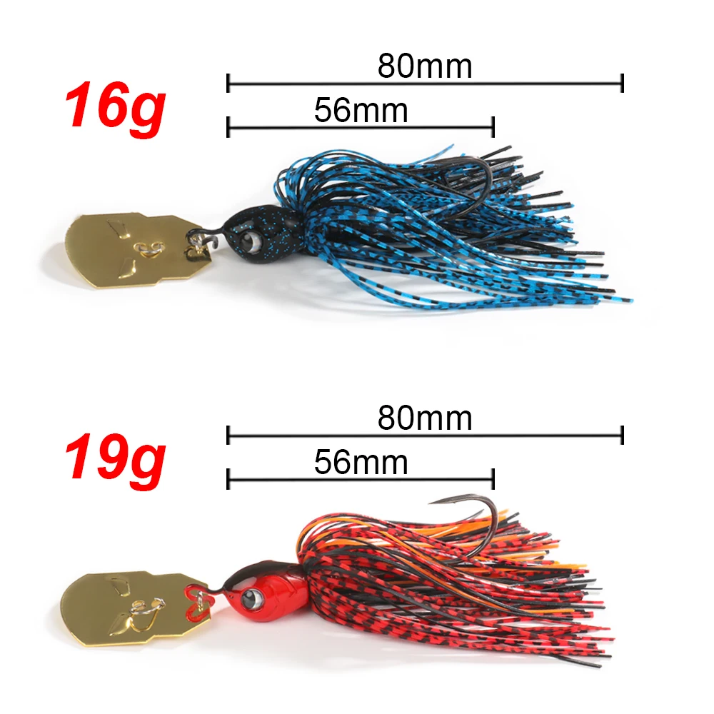 1-5Pcs Chatterbait 16g 19g Angeln Lockt Pesca Silikon Röcke Wobble Klinge Löffel Gummi Jig Kopf haken Draht Swimbait Spinner Köder – Detail 1