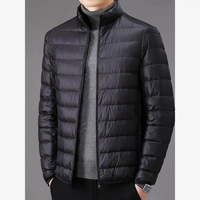 

Men's Winter Lightweight down Cotton Jaet ort Casual Stand Collar Warm Top Dad's Cotton Coat Outerwear Slim Fit Sle