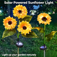 Solar Sunflower Lights - 1/3 Heads Outdoor Waterproof LED Landscape Lamp for Garden Yard Lawn, Flower Decor Lighting