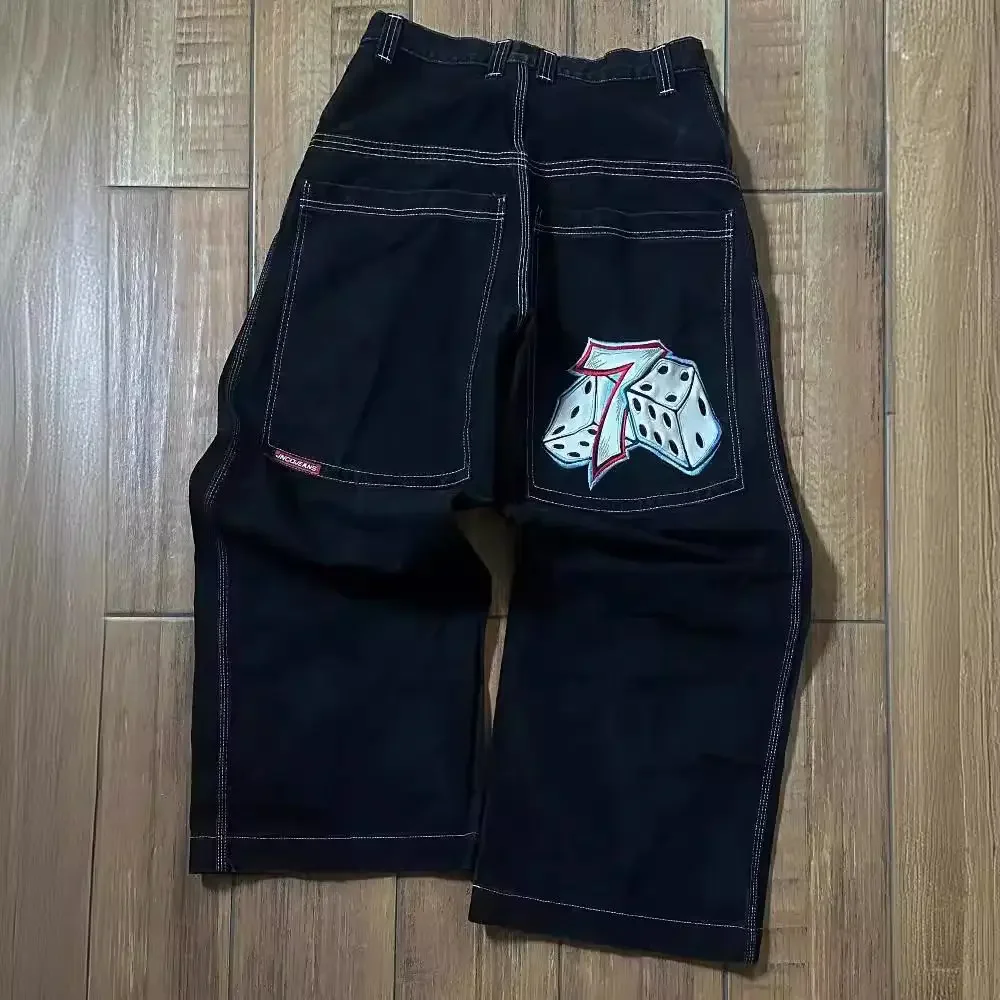 Y2K hip-hop harajuku JNCO series embroider graphic jeans for men casual loose high-quality denim 2024 new street wide leg pants