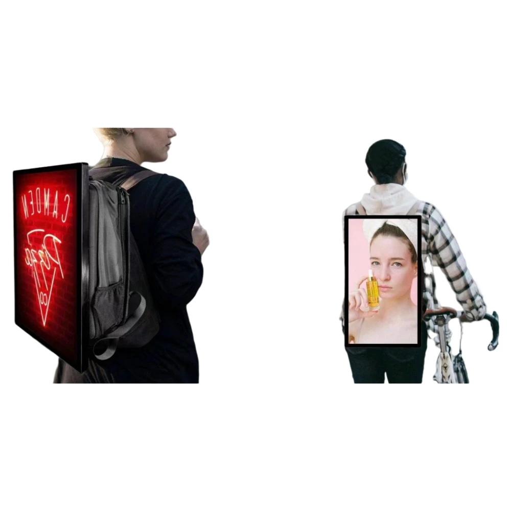 Customized Indoor Outdoor 21.5 27 32 Inch Touch Screen Portable Lcd Advertising Display Screen Backpack