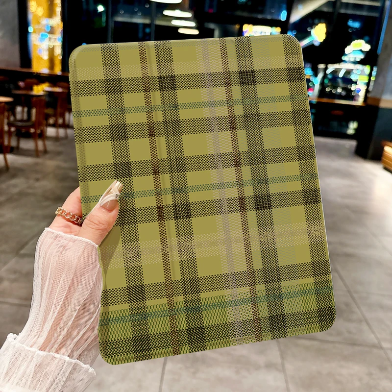 Yellow-brown checkered pattern TABLET CASE FOR iPad pro 10/11-Inch 2020/6th/7th /8th /Air 3rd/Air 4th/9th gen/Air 5th Gen 2022/A